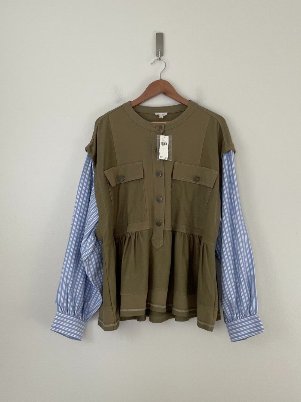 Anthropologie Pilcro Shirt Sleeve Knit Babydoll Shacket Size Large